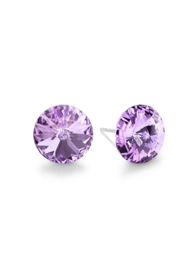 Seona Seona Ella 10mm Crystal Stud Earrings  – Hypoallergenic Stainless Steel Stud Earrings for Women, Elegant Crystal Rivoli Jewelry Earrings for Everyday and Special Occasions -  Violet